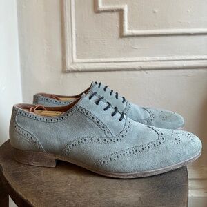 Dune London Men's Baby blue suede Oxford wingtip shoe size 12 (11.5 works well)